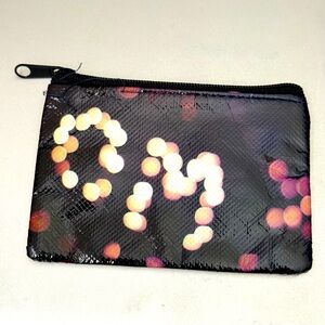 Lululemon Athletica OM Black Pink Purple Coin Purse Gift Card Wallet Zipper